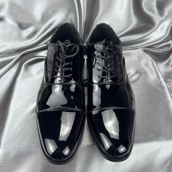 Stacy Adams Mens 9 Wide Gala Tuxedo Shoes Black Patent Leather 24998-004 Wedding - Picture 5 of 16